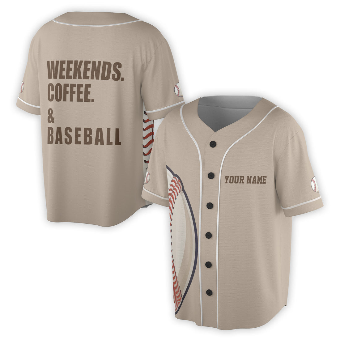 Custom Name Weekends Coffee Baseball Lover Gift Baseball Jersey S-5XL