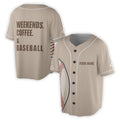 Custom Name Weekends Coffee Baseball Lover Gift Baseball Jersey S-5XL