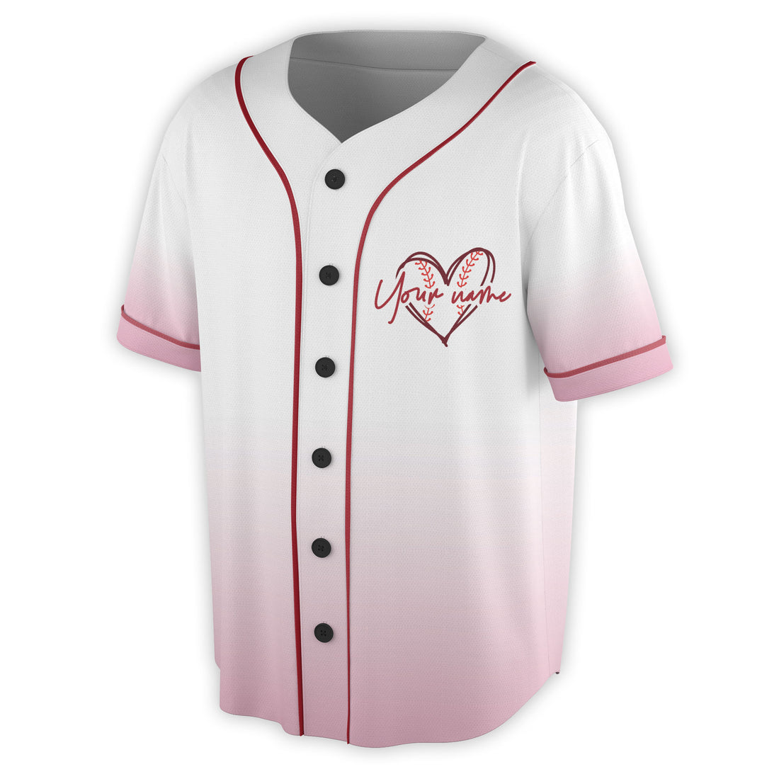 Custom Name Baseball with Heart Baseball Lover Gift Baseball Jersey S-5XL