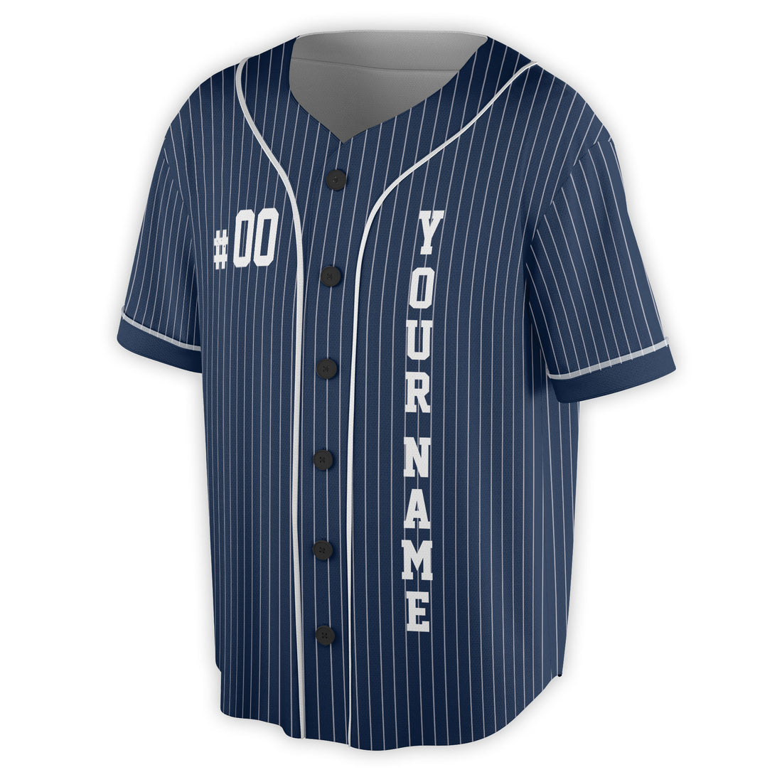 Custom Name Baseball Team Navy Blue with White Stripes Baseball Jersey S-5XL