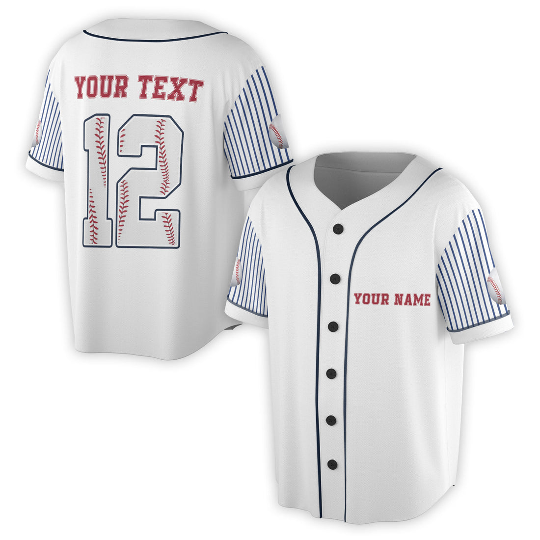 Custom Name Number Blue Stripes Pattern Baseball Lover Baseball Jersey S-5XL