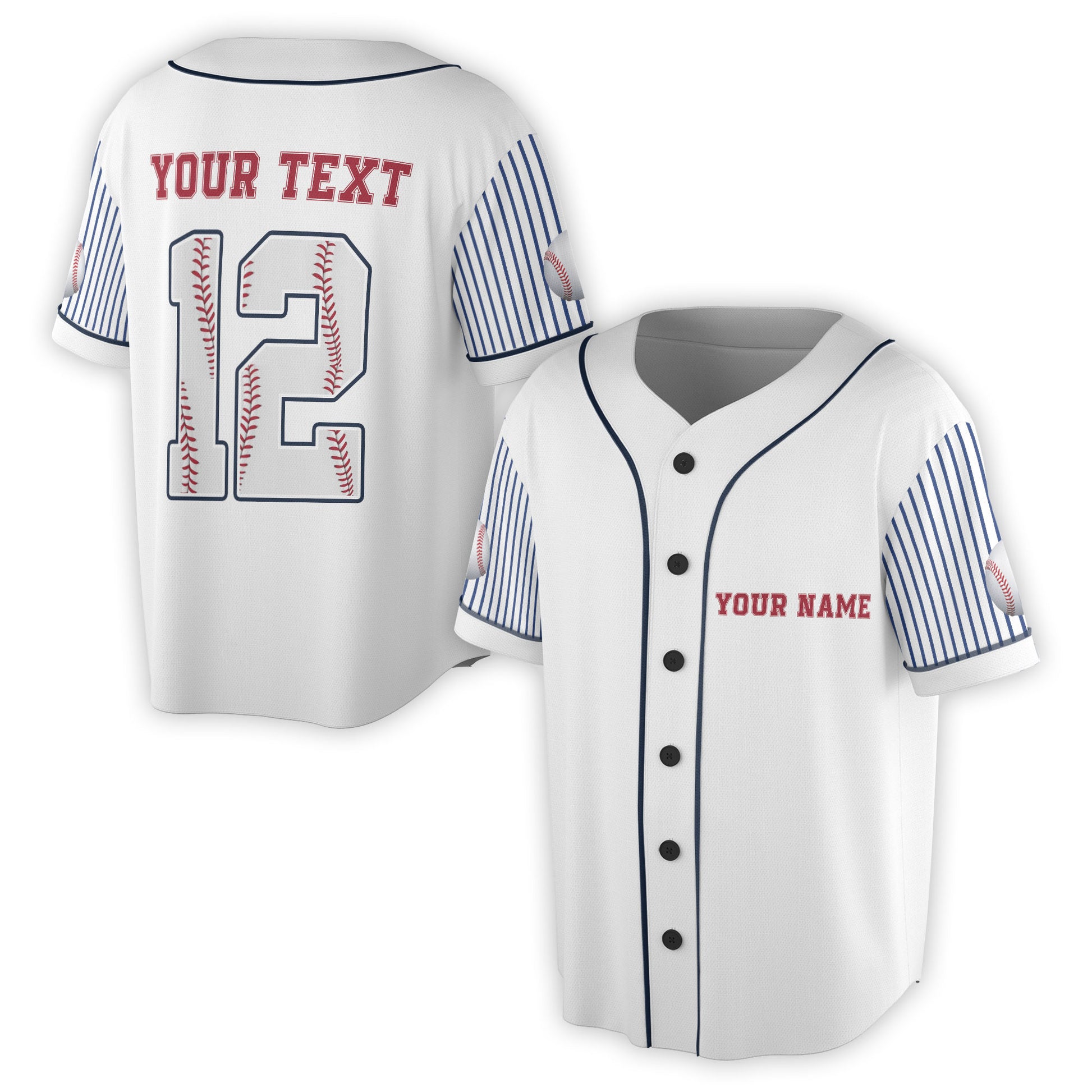 Custom Name Number Blue Stripes Pattern Baseball Lover Baseball Jersey S-5XL