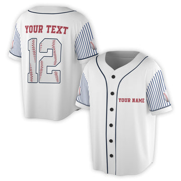Custom Name Number Blue Stripes Pattern Baseball Lover Baseball Jersey S-5XL