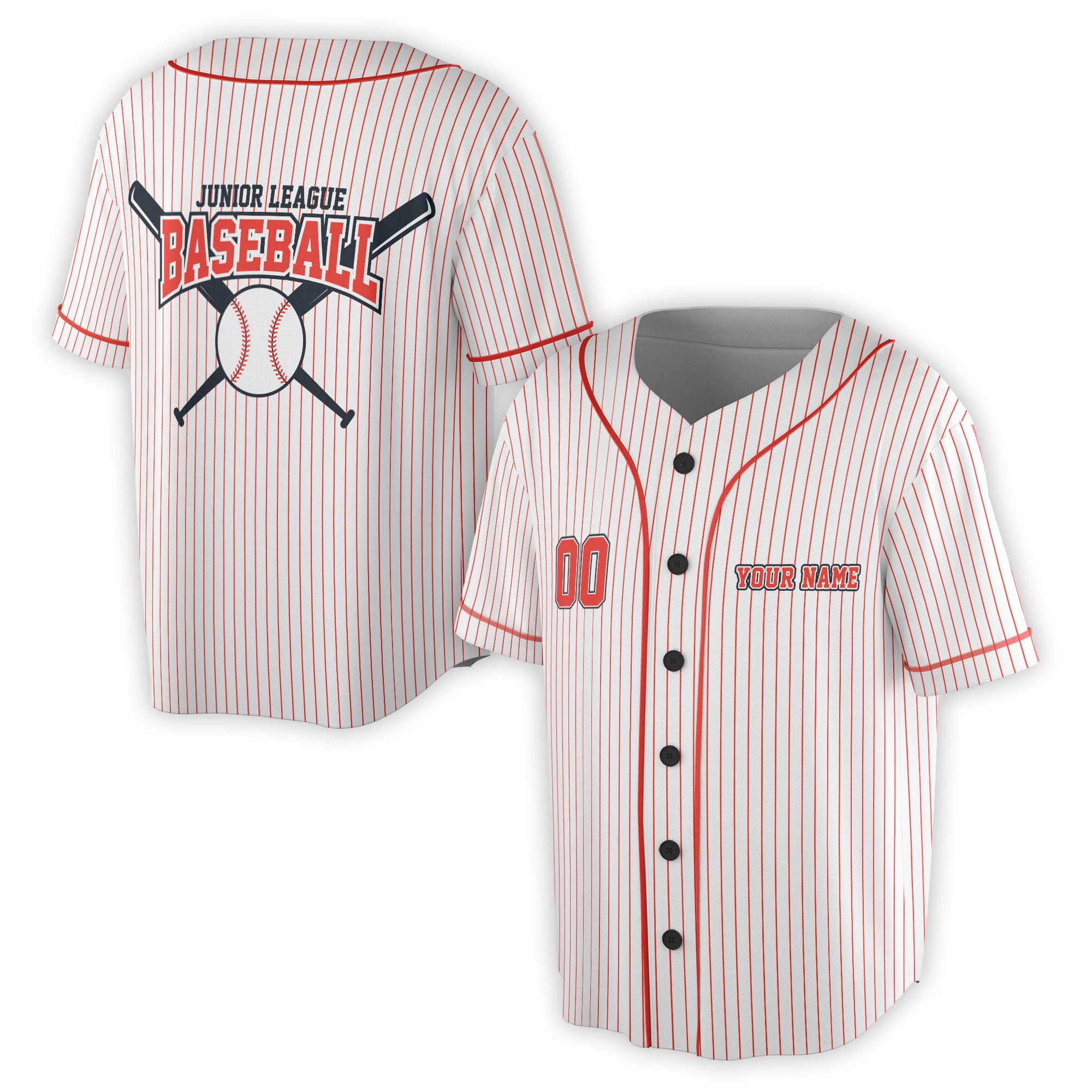 Custom Name Number Junior League Baseball Lover Gift Baseball Jersey S-5XL