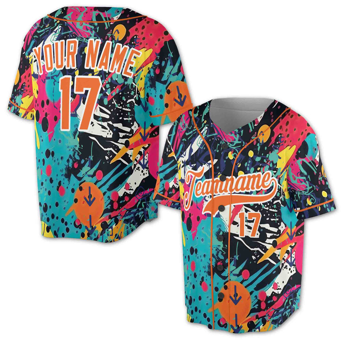Graffiti Pattern Custom Teamname Name and Number 3D Baseball Jersey Size S-5XL