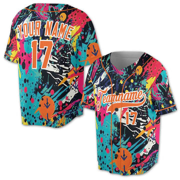 Graffiti Pattern Custom Teamname Name and Number 3D Baseball Jersey Size S-5XL