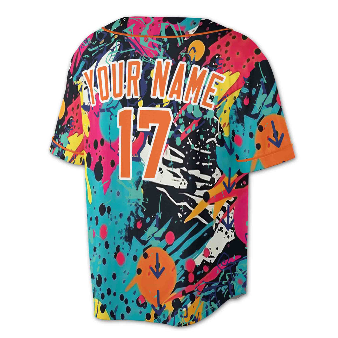 Graffiti Pattern Custom Teamname Name and Number 3D Baseball Jersey Size S-5XL