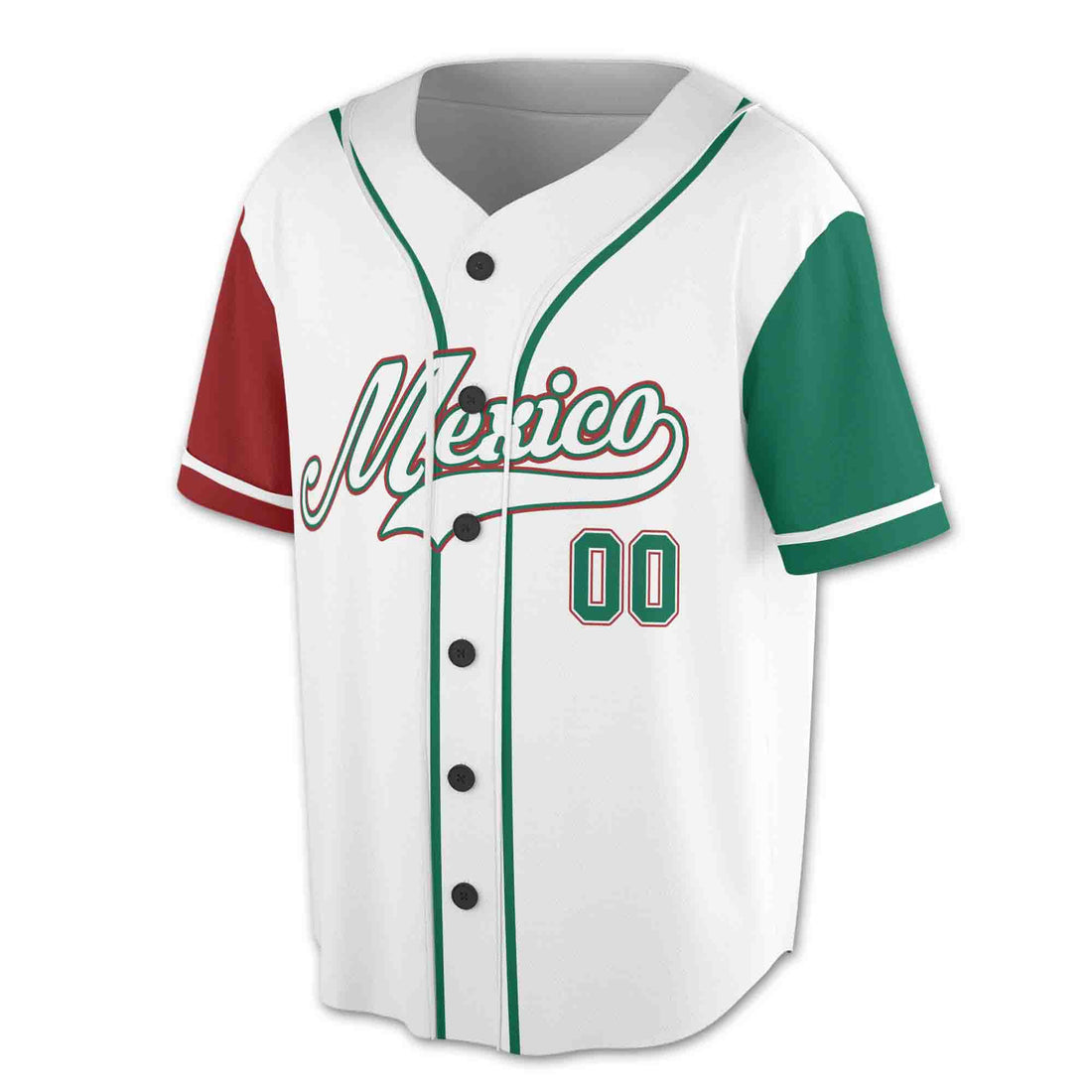 Personalize Team Name, Name and Number Green-Red Mexico 3D All Over Print Baseball Jersey Shirt Size S-5XL