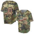 Custom Camo USA Flag Salute to Service Baseball Jersey S-5XL