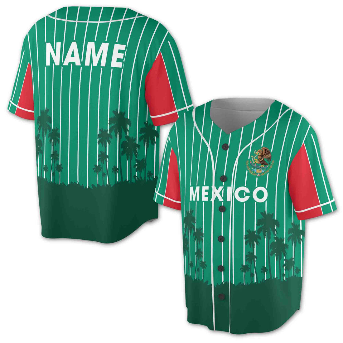 Mexico Flag Custom Personalized Name 3D All Over Print Baseball Jersey Shirt Size S-5XL