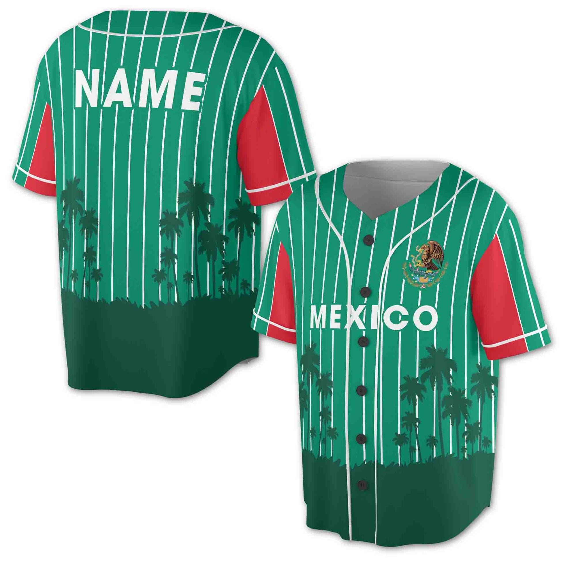 Mexico Flag Custom Personalized Name 3D All Over Print Baseball Jersey Shirt Size S-5XL