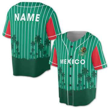 Mexico Flag Custom Personalized Name 3D All Over Print Baseball Jersey Shirt Size S-5XL