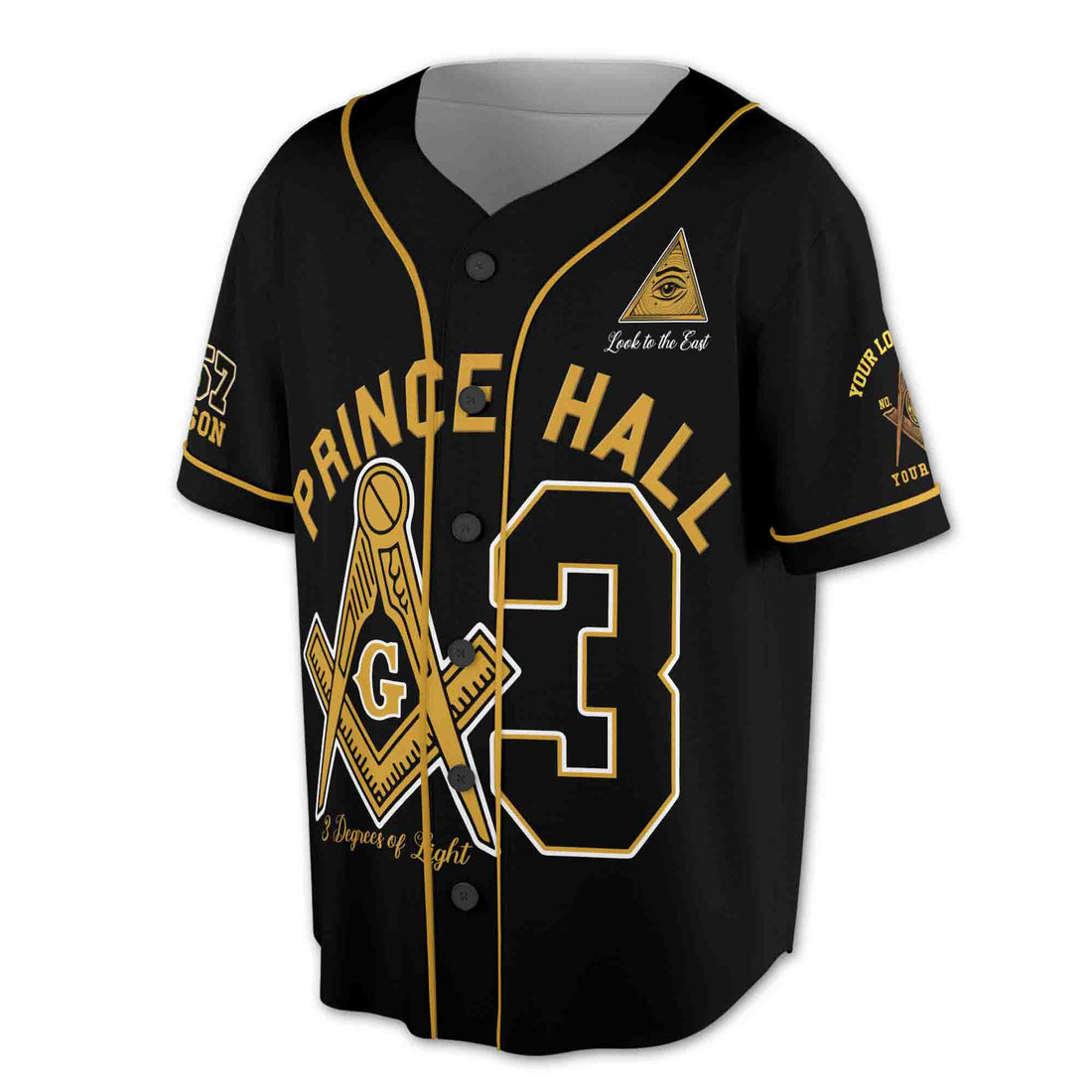 Custom Lodge, Number And Name Freemasonry Prince Hall 357 F&AMC 3D Baseball Jersey Size S-5XL