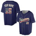 Custom Navy White Pinstripe Vintage Usa Flag-Cream Authentic 3D Baseball Jersey S-5XL