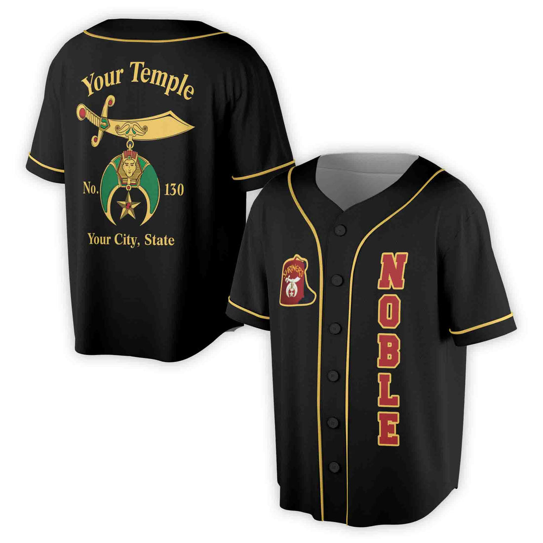 Custom Your Temple Name Noble Shriners Oasis Of Riverside Desert Of CA 3D Baseball Jersey Size S-5XL