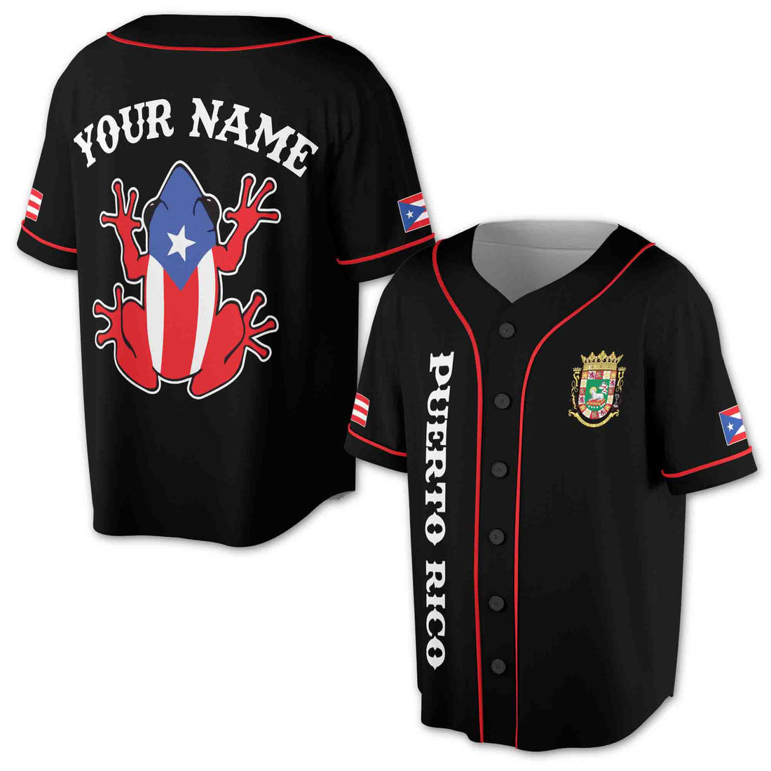 Custom Name Puerto Rico Puerto Rican Frog Patriotic Baseball Jersey S-5XL