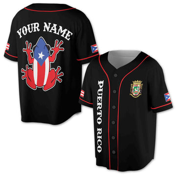 Custom Name Puerto Rico Puerto Rican Frog Patriotic Baseball Jersey S-5XL