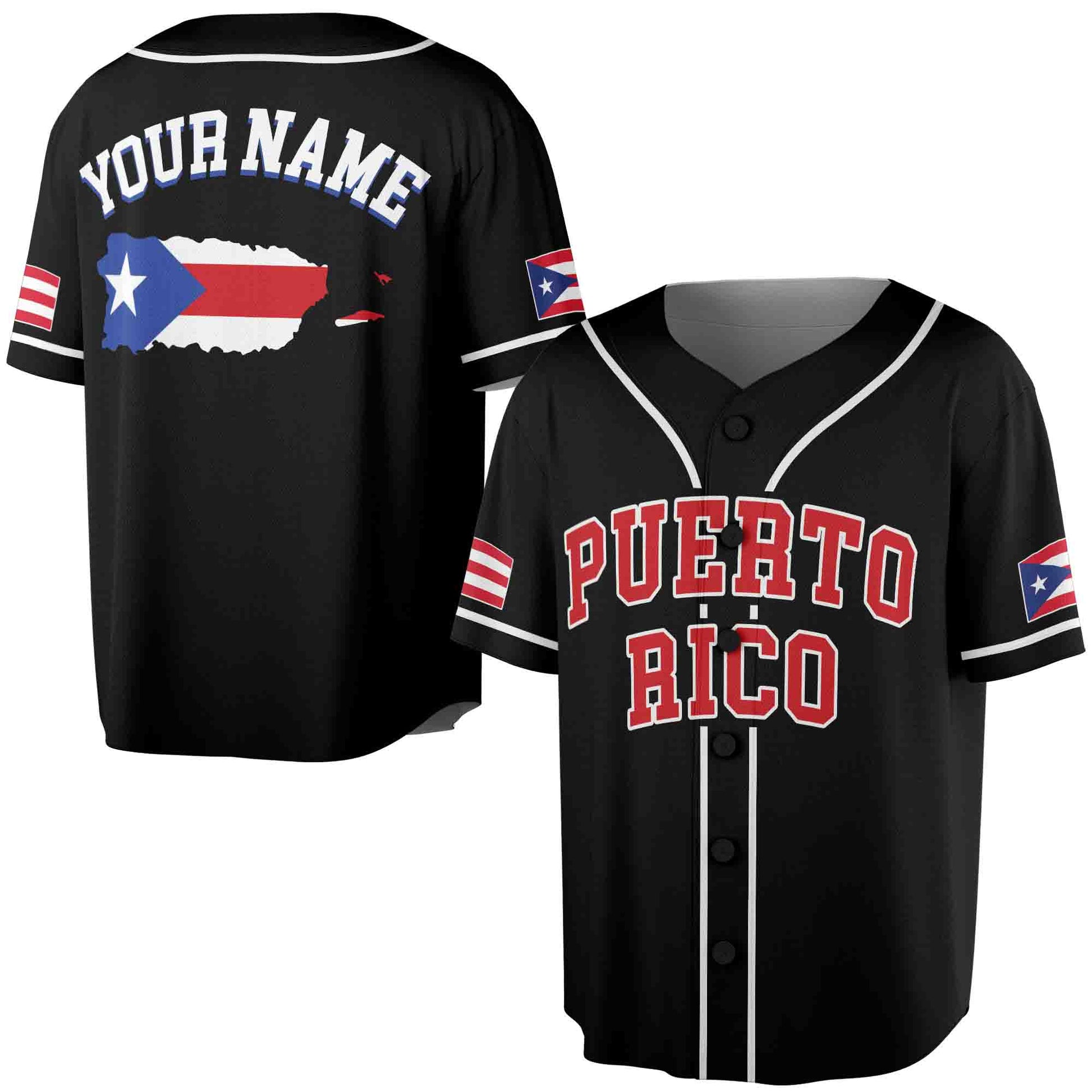 Custom Name Patriotic Puerto Rico Puerto Rican Flag Baseball Jersey S-5XL