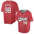 Custom White Red Pinstriped Baseball Jersey S-5XL