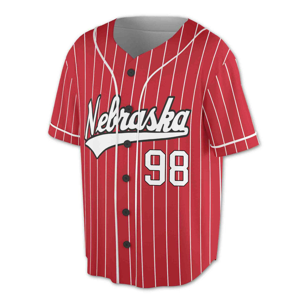 Custom White Red Pinstriped Baseball Jersey S-5XL