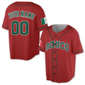 Red Mexico Baseball Sports Custom Name 3D Baseball Jersey S-5XL
