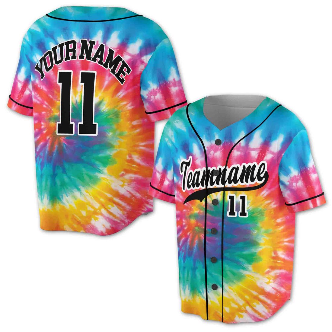 Custom Tie Dye Colorful Rainbow Gift for Team 3D Baseball Jersey Size S-5XL