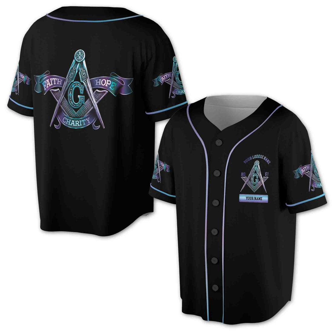 Custom Lodge Name Number AF.AM Mason -Baseball Shirt 19 3D Baseball Jersey Size S-5XL
