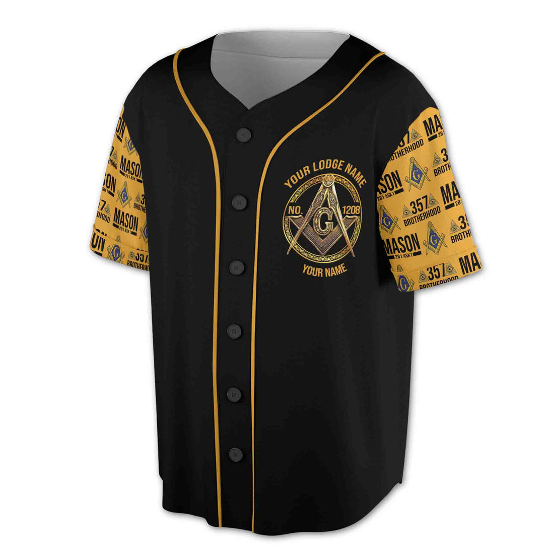 Custom Lodge Name Number Freemason Baseball Shirt Camouflage 3D Baseball Jersey Size S-5XL