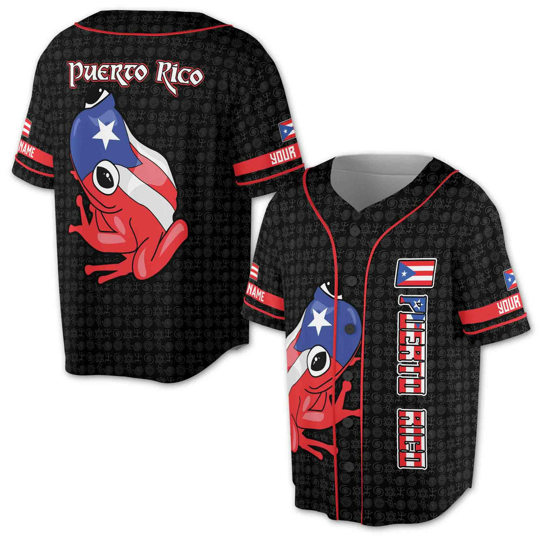 Personalized Puerto Rico Frog 3D Baseball Jersey S-5XL