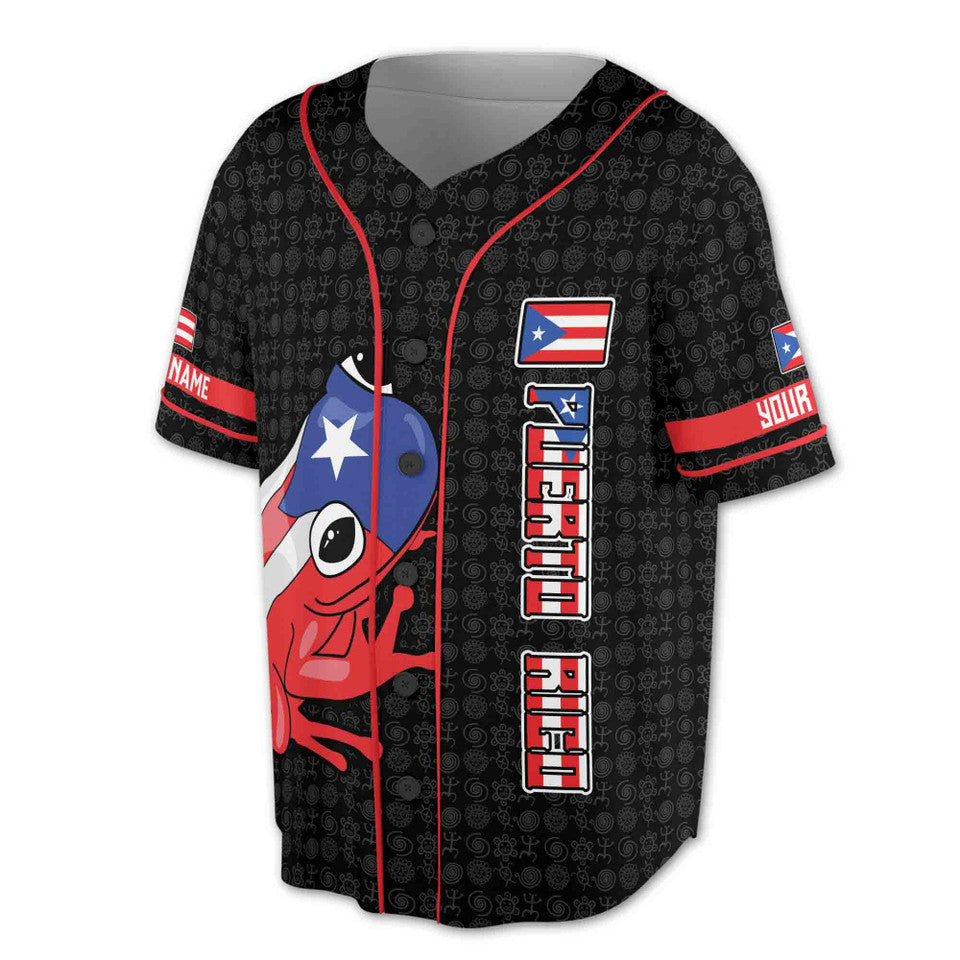 Personalized Puerto Rico Frog 3D Baseball Jersey S-5XL