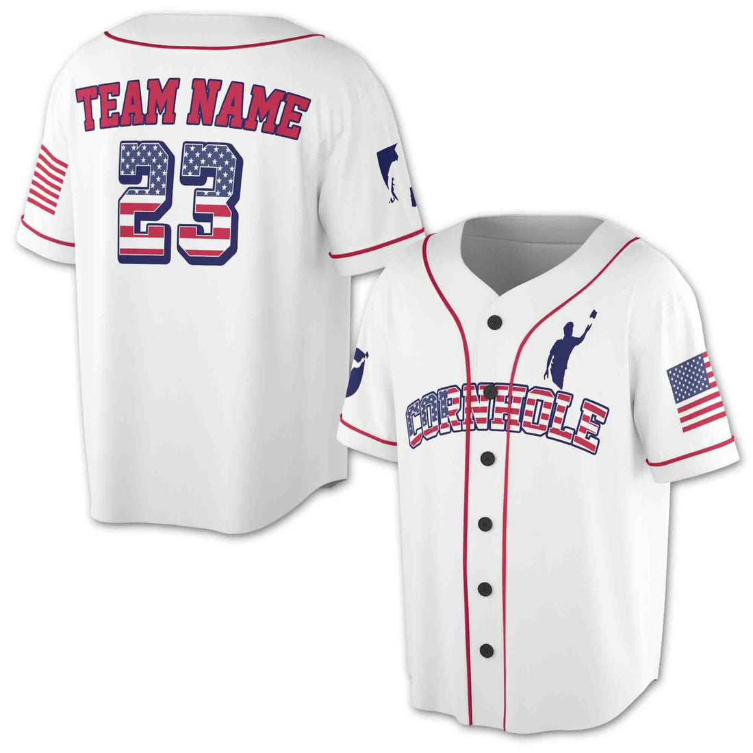 Custom Cornhole Flag 3D Baseball Jersey White Background Baseball Jersey S-5XL