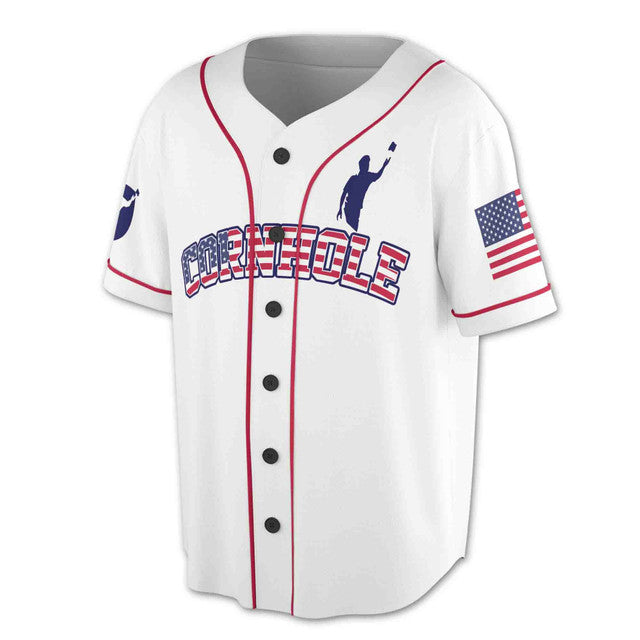 Custom Cornhole Flag 3D Baseball Jersey White Background Baseball Jersey S-5XL