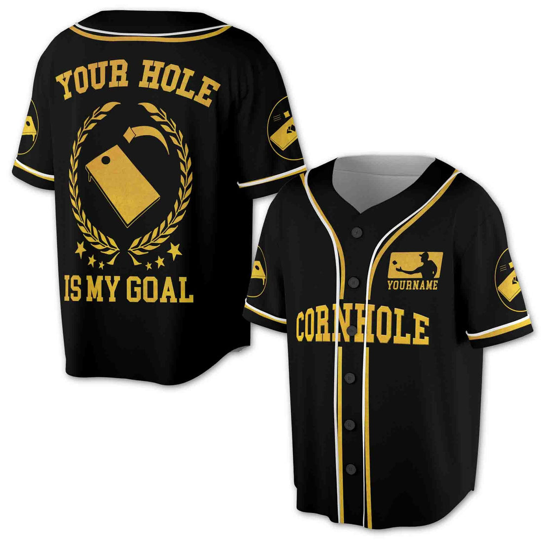 Custom Cornhole Is My Goal 3D Baseball Jersey S-5XL