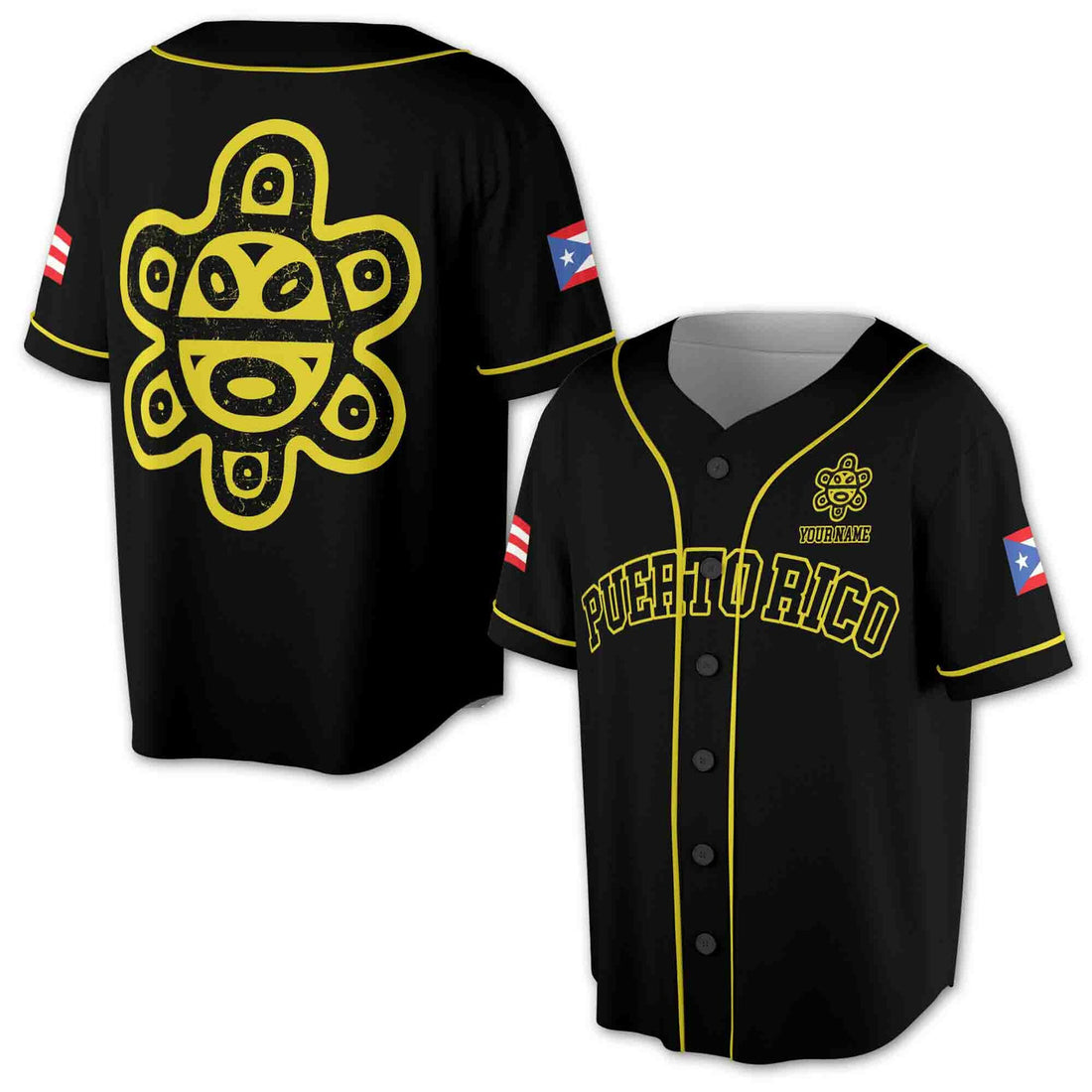 Custom Taino Sun Puerto Rico Custom Name Baseball Jersey S-5XL