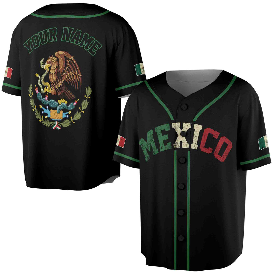 Custom Mexico Eagle Patriotic Mexican 3D All Over Print Baseball Jersey S-5XL