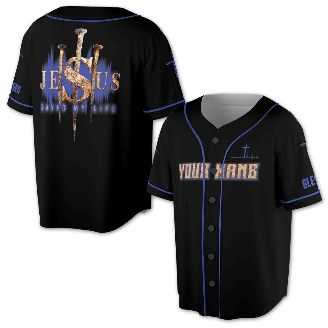 Personalized Name Jesus Save My Life Jesus Lover Gift 3D Baseball Jersey Size S-5XL