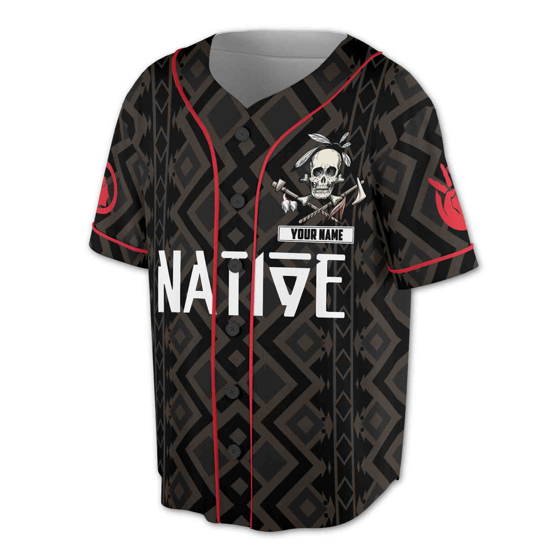 Custom Name Native Amercia Indianl Skull Dask Style Baseball Jersey S-5XL