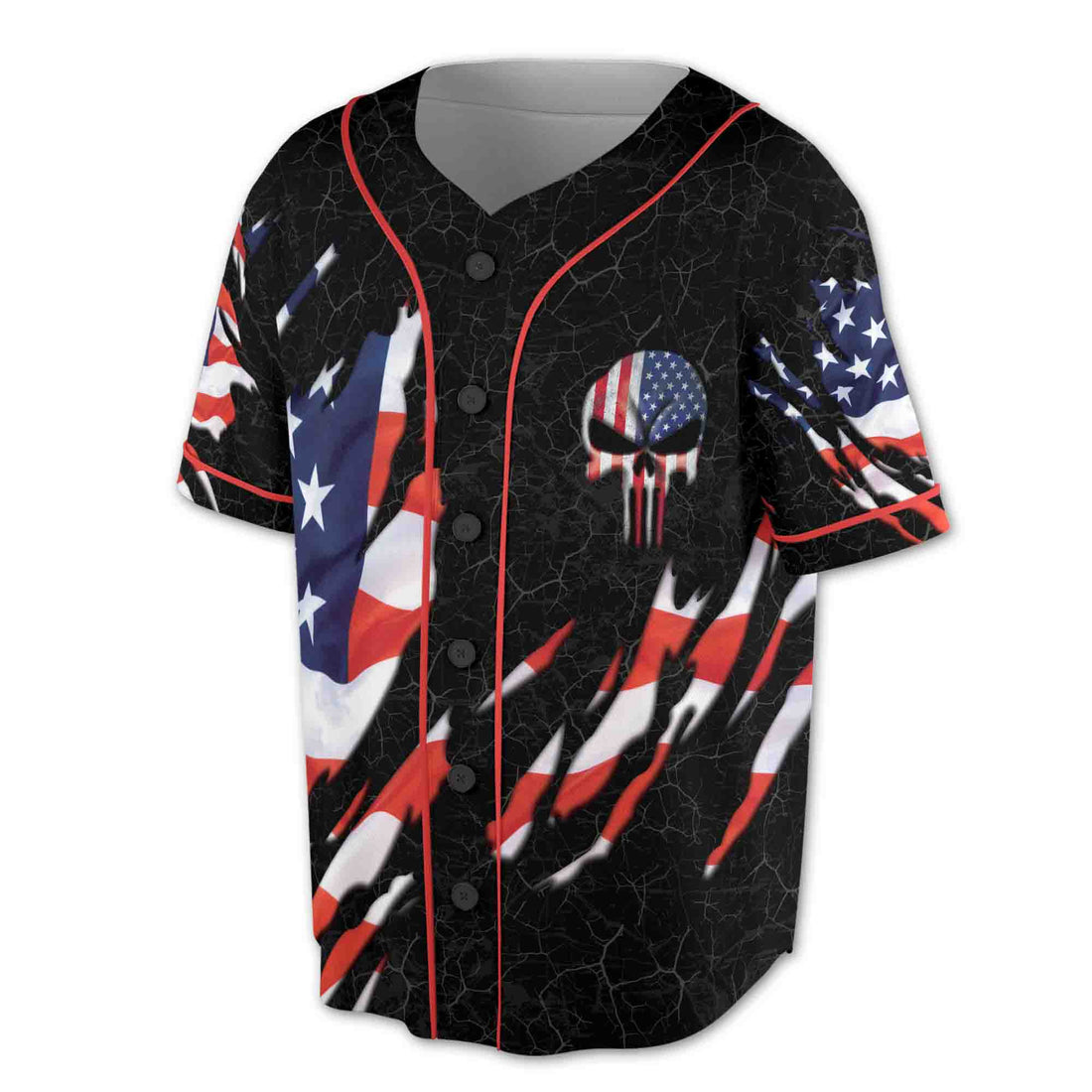 American Flag Punisher Skull Baseball Jersey S-5XL