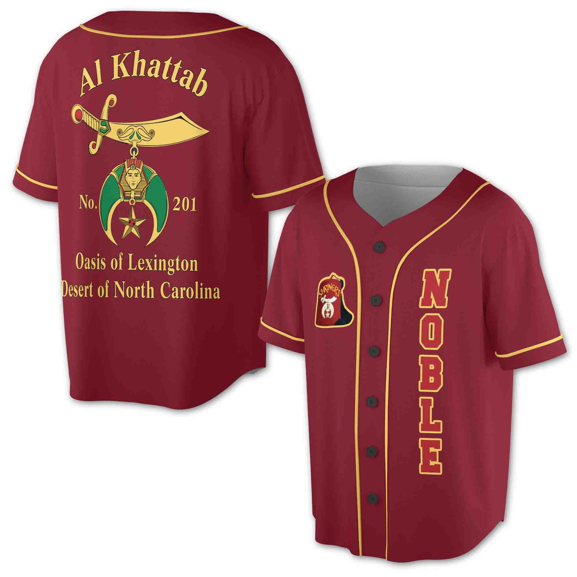 Personalized Shriners Temle Name Nobles Masonic 3D Baseball Jersey Size S-5XL