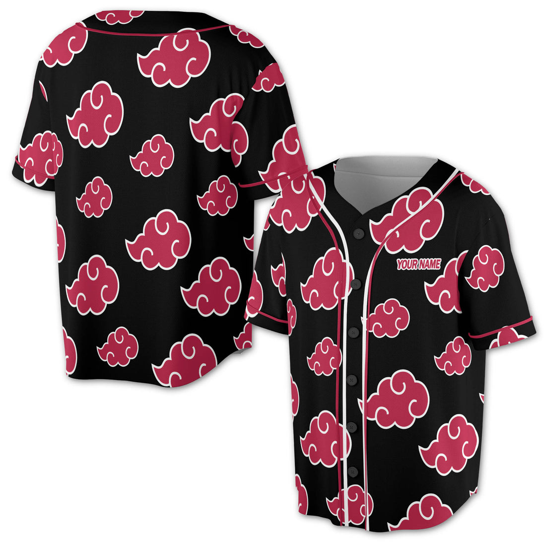 Black and Red Flying Cloud Baseball Jersey Shirt Size S-5XL
