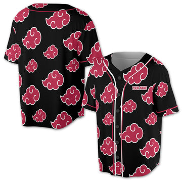 Black and Red Flying Cloud Baseball Jersey Shirt Size S-5XL