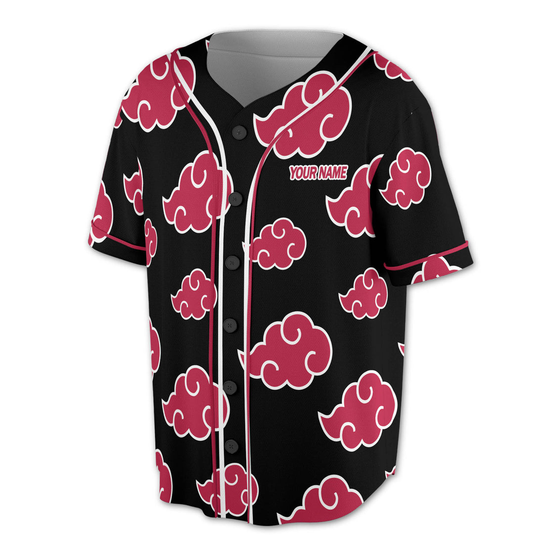 Black and Red Flying Cloud Baseball Jersey Shirt Size S-5XL