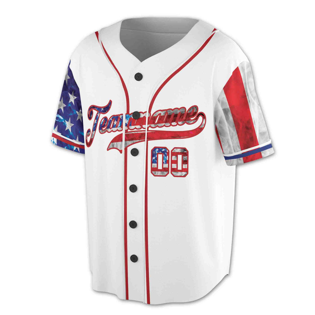 Custom White Red-Royal American Flag Baseball Jersey S-5XL