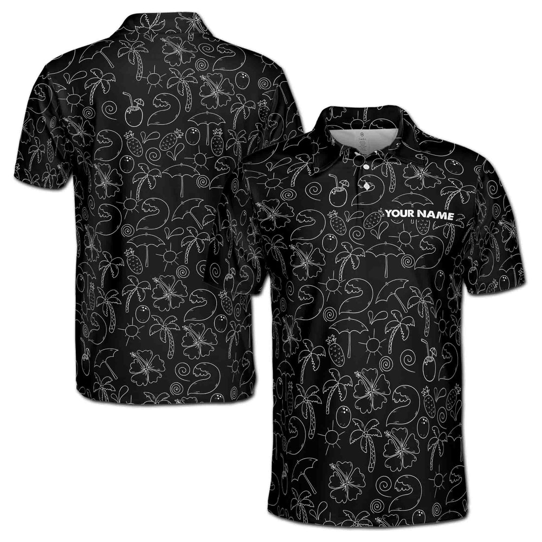 Custom Name Summertime Funny Pattern Golf Men's Polo Shirt S-5XL