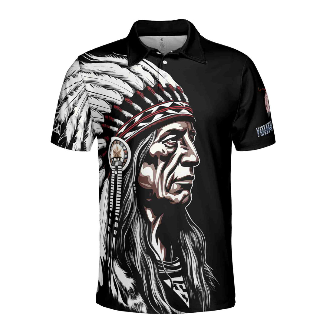 Custom Name Native American Indian Chief Cherokee Men's Polo Shirt S-5XL