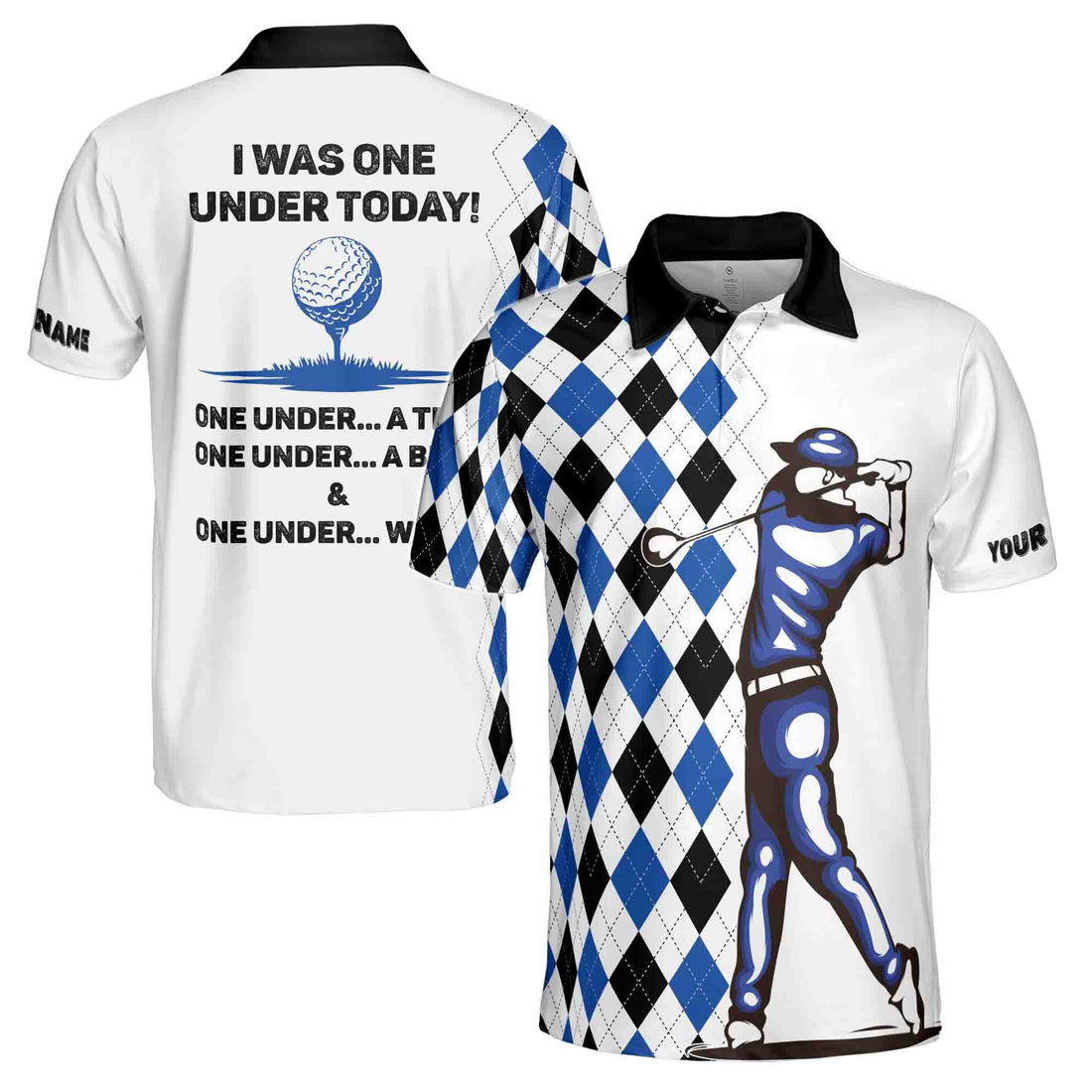 Customize Name I Was One Under Today One Under A Tree Golf Team Men's Polo Shirts S-5XL