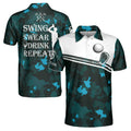 Swing Swear Drink Repeat Custom Name Camo Golf Men's Polo Shirt S-5XL