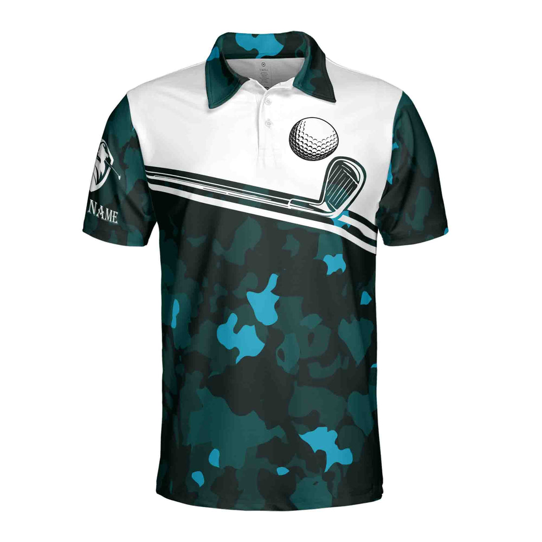 Swing Swear Drink Repeat Custom Name Camo Golf Men's Polo Shirt S-5XL