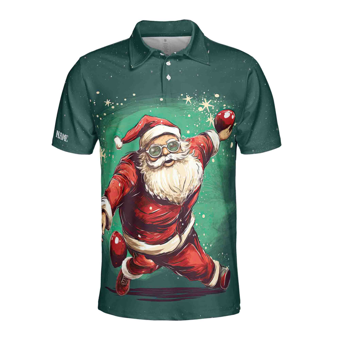 Father Santa Bowling My Bowling Techniques Is Top Secret Men's Polo Shirt S-5XL