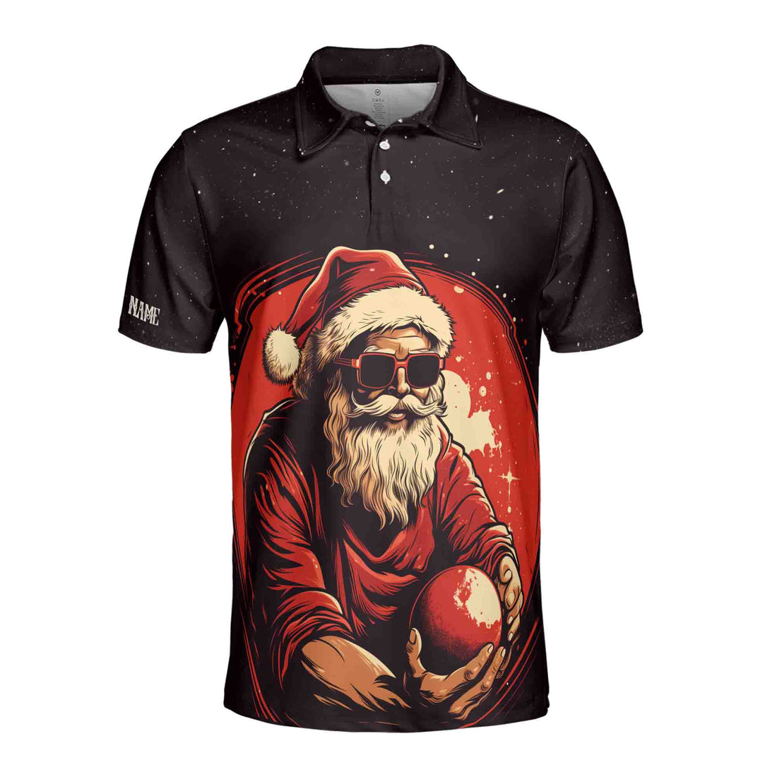 Funny Santa Bowling My Bowling Techniques Is Top Secret Men's Polo Shirt S-5XL
